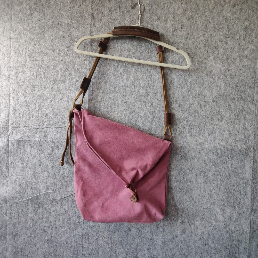 Boho Festival Leather Trim Asymmetrical Envelope Flap Fold Canvas Messenger Bag
